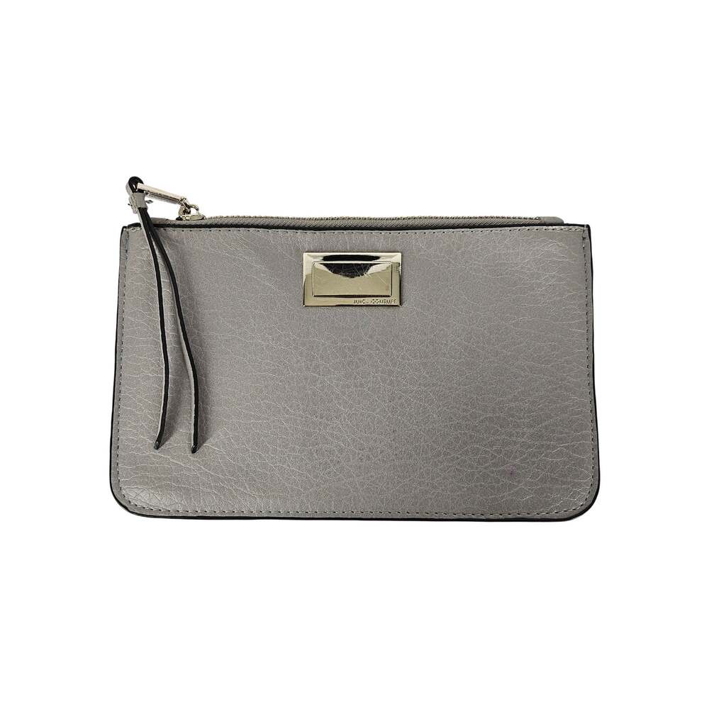 JUICY COUTURE WOMEN'S GRAY LEATHER CLUTCH HANDBAG - TOP ZIP - 5.5" x 8.5"